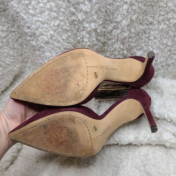 Vince Camuto Nayz Burgundy Suede Heels Size 9.5 - Picture 6 of 10